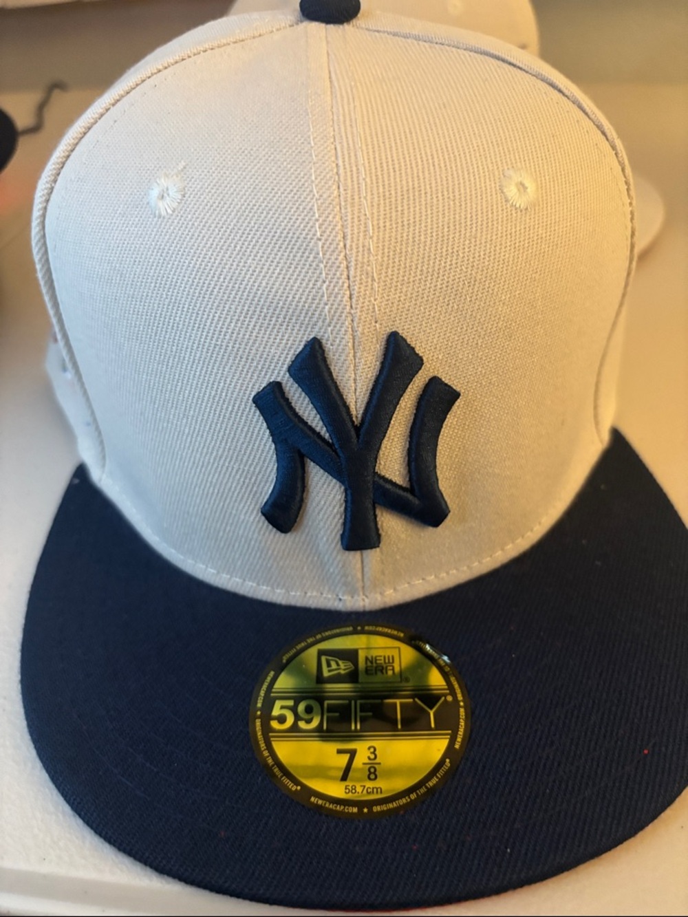 New Era White & Navy New York Yankees Fitted Hat